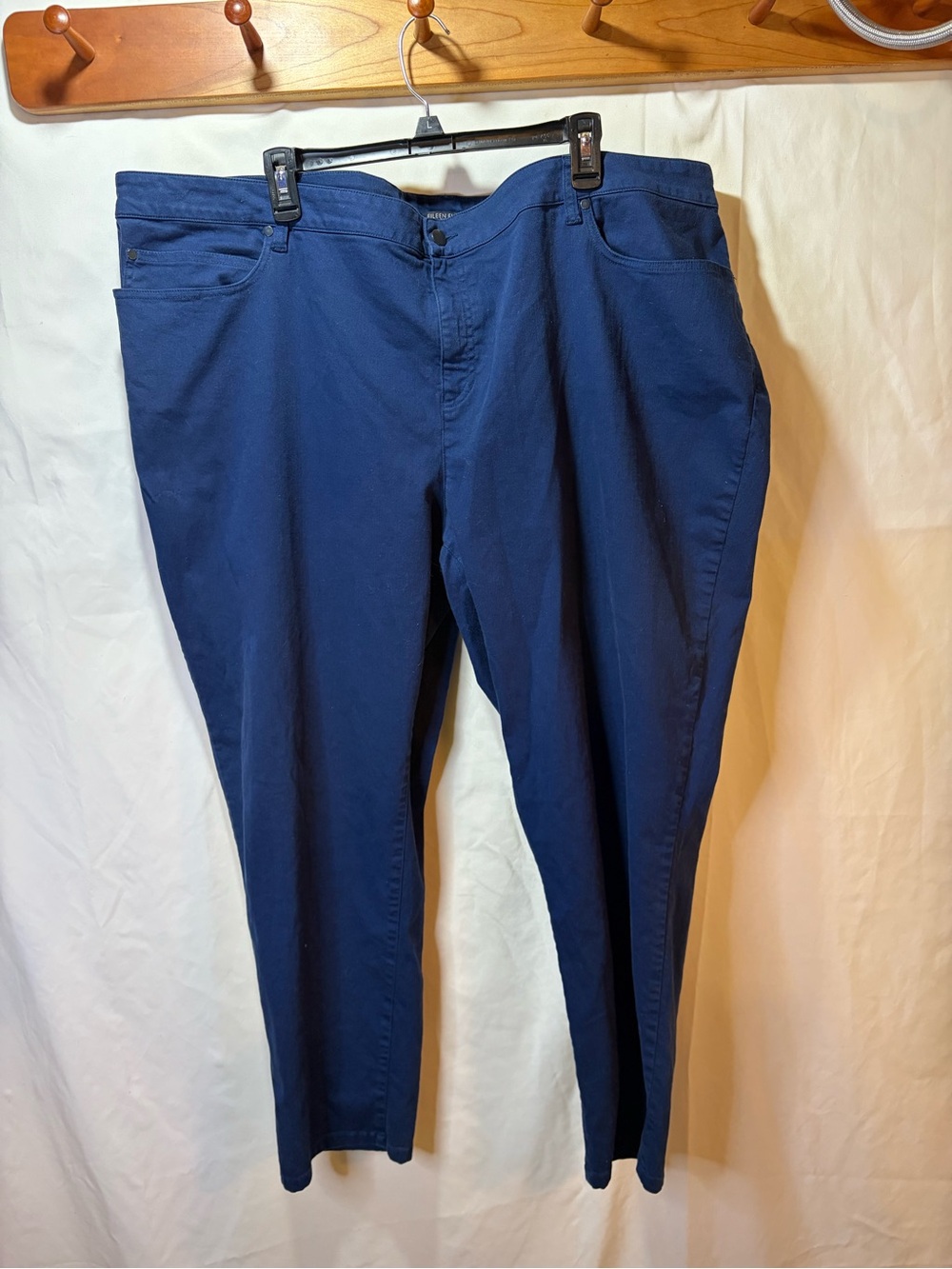 Eileen Fisher Women’s Navy Blue Cropped Straight Leg Organic Cotton Pants Sz 24W